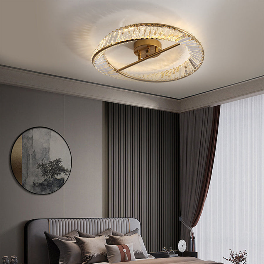 Round LED Crystal Ceiling Lamp for Living Room Lighting-Lighting > Ceiling Lights-casanuva-Gold-D40*H12cm-3 Colour Change-casanuva