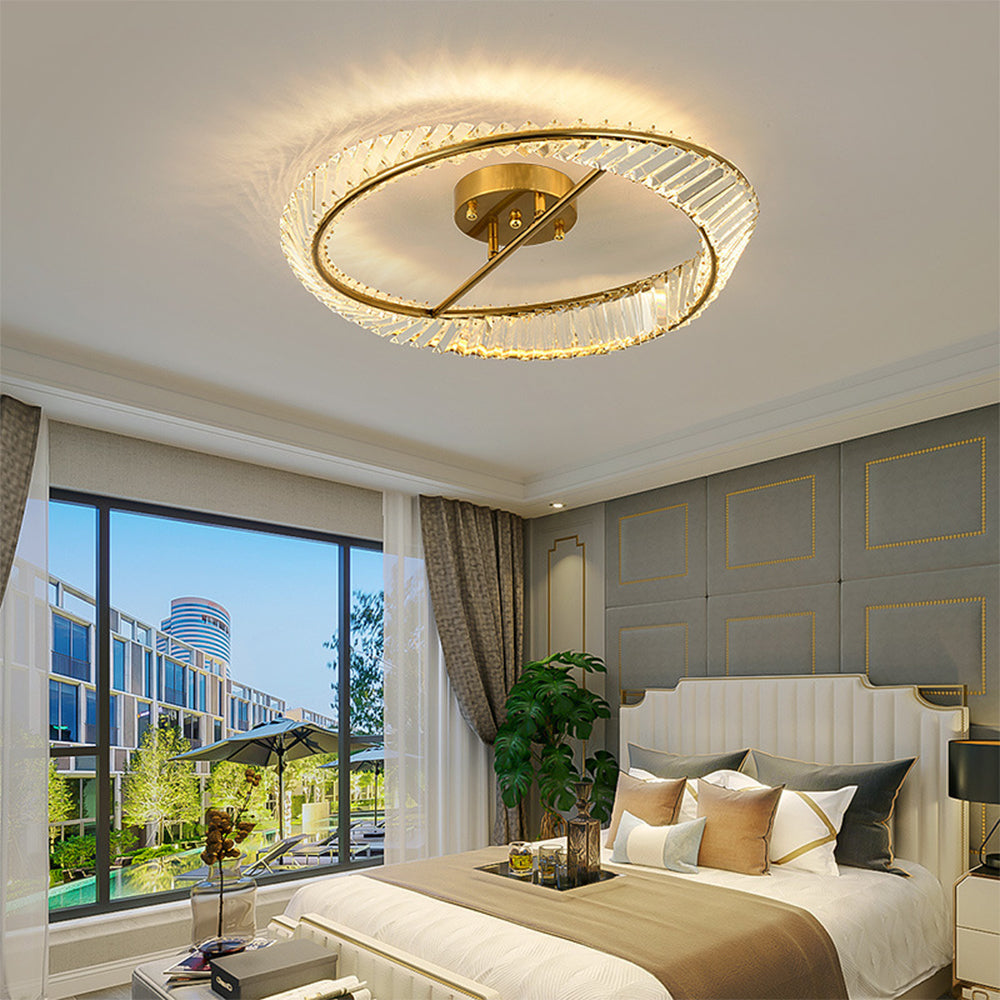 Round LED Crystal Ceiling Lamp for Living Room Lighting-Lighting > Ceiling Lights-casanuva-Gold-D60*H12cm-3 Colour Change-casanuva
