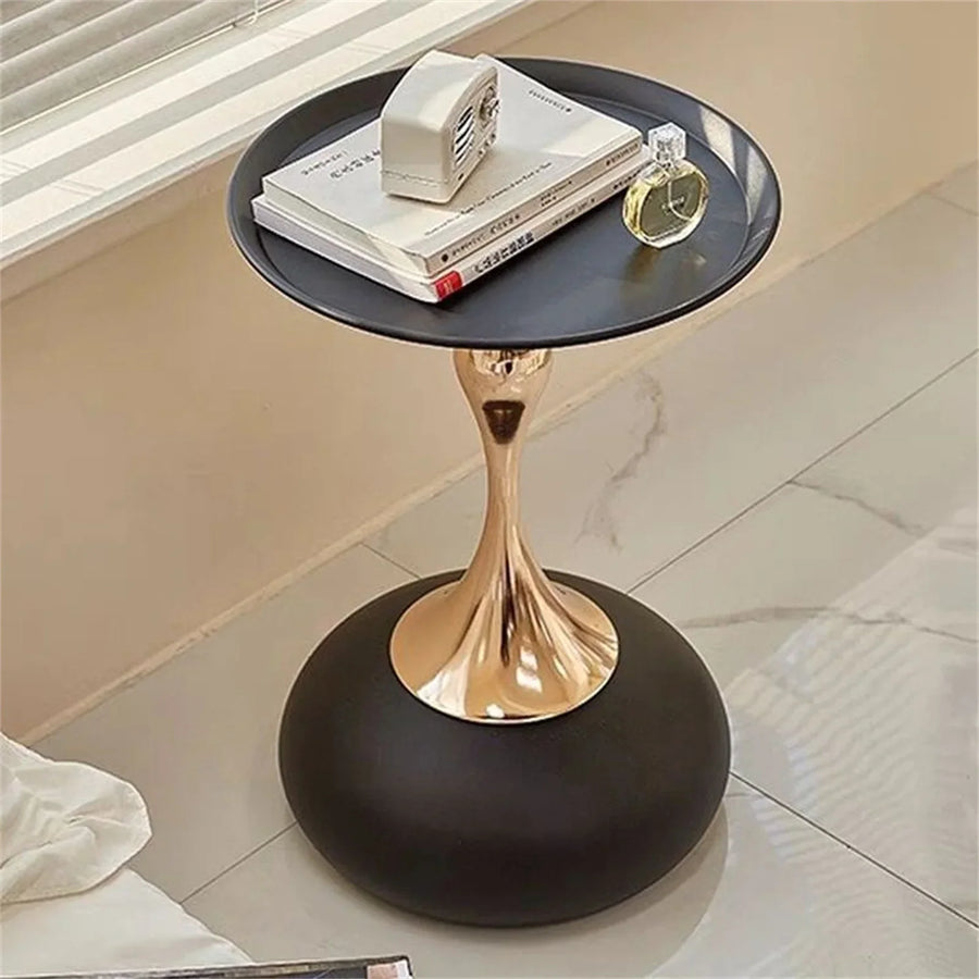 Round Metal Side Table Italian Design Compact Refined Slim-Furniture > Side Tables-casanuva-Black-casanuva