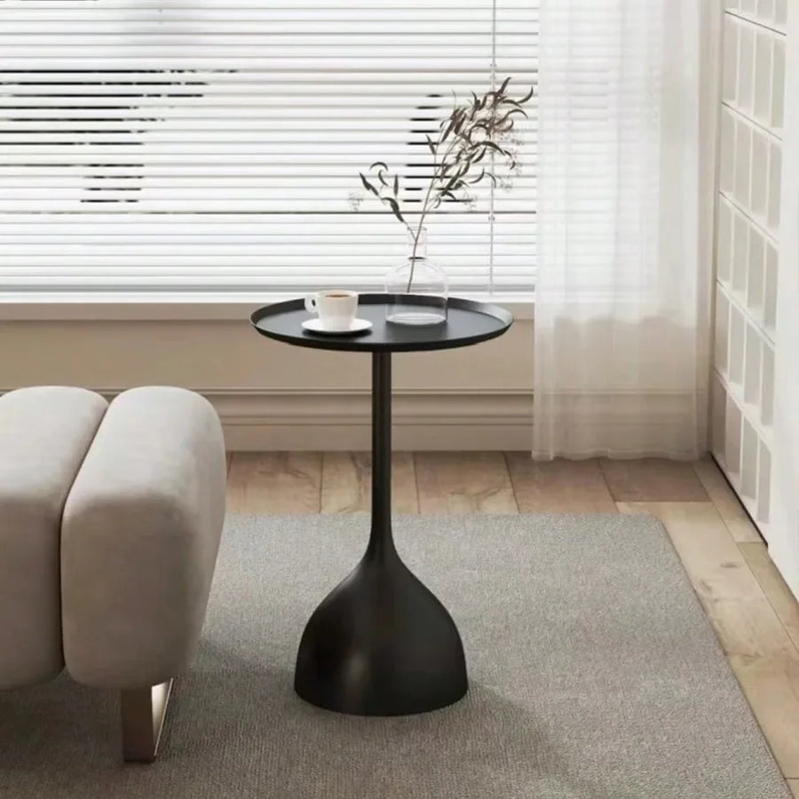 Round Metal Side Table Scandinavian Design Compact Minimalistic-Furniture > Side Tables-casanuva-casanuva