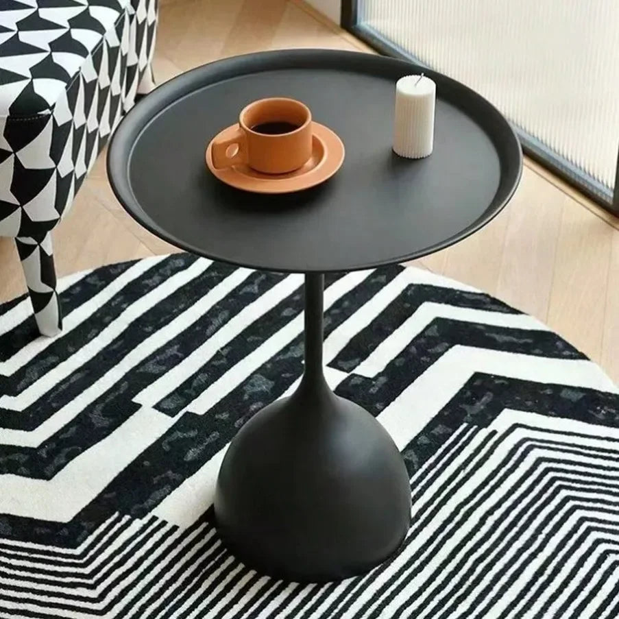 Round Metal Side Table Scandinavian Design Compact Minimalistic-Furniture > Side Tables-casanuva-casanuva