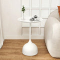 Round Metal Side Table Scandinavian Design Compact Minimalistic-Furniture > Side Tables-casanuva-White-casanuva
