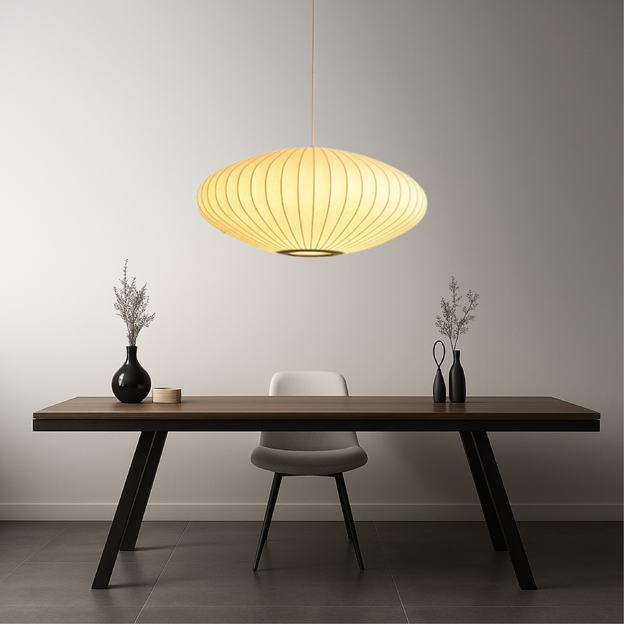 Round Pendant Lamp with Pleated Fabric Shade-Lighting > Pendant Lights-casanuva-50cm-casanuva