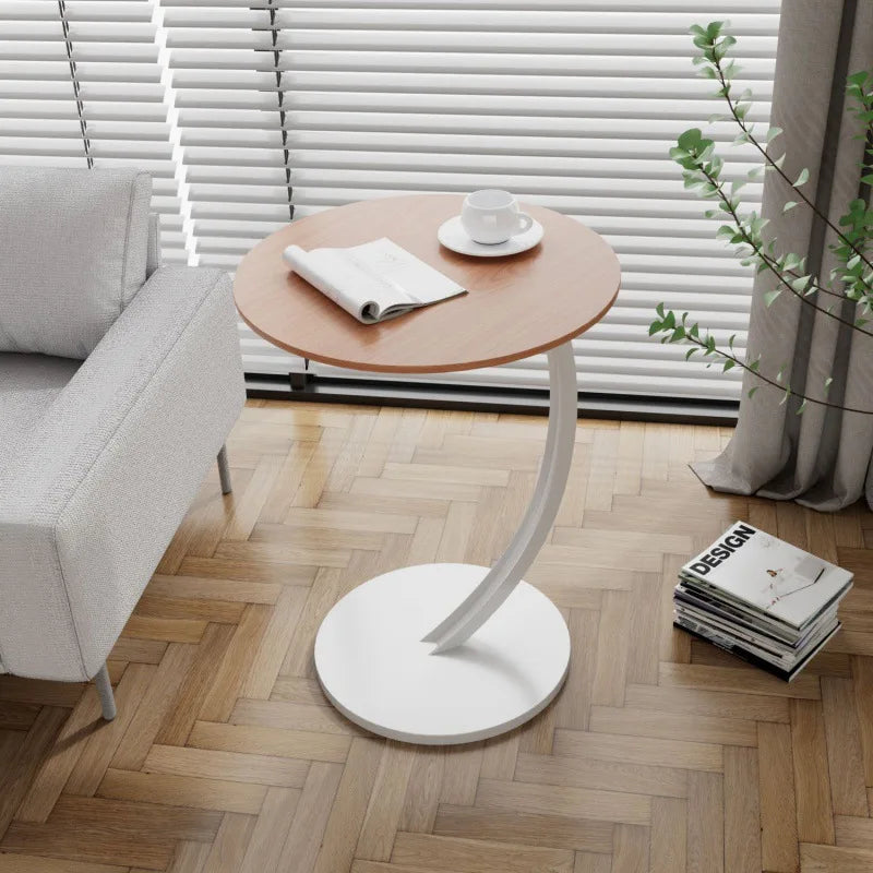 Round Side Table Compact Lightweight Wood and Steel Multifunctional Nightstand-Furniture > Side Tables-casanuva-casanuva