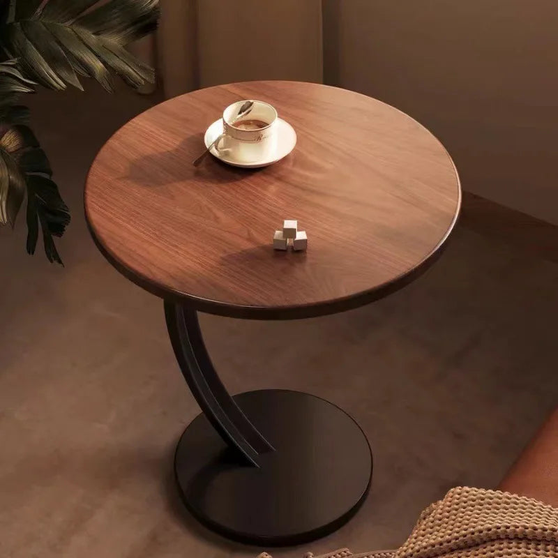 Round Side Table Compact Lightweight Wood and Steel Multifunctional Nightstand-Furniture > Side Tables-casanuva-casanuva