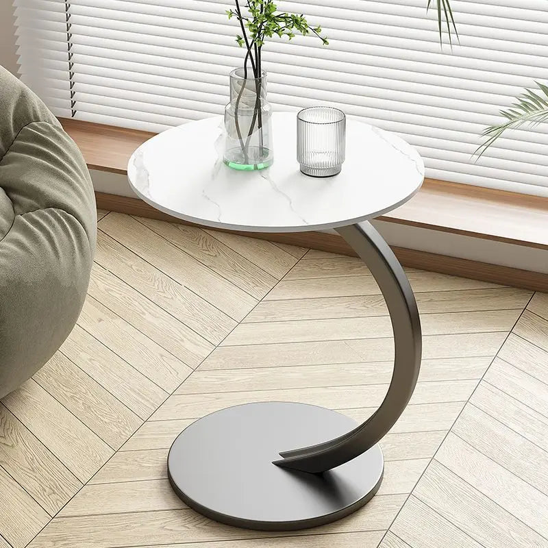 Round Side Table Compact Lightweight Wood and Steel Multifunctional Nightstand-Furniture > Side Tables-casanuva-casanuva