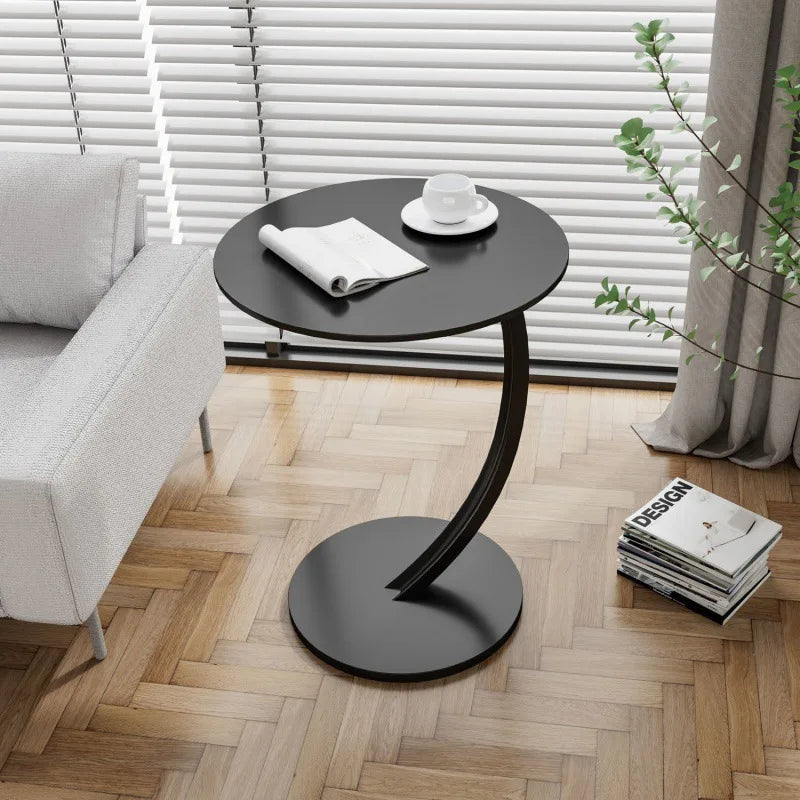 Round Side Table Compact Lightweight Wood and Steel Multifunctional Nightstand-Furniture > Side Tables-casanuva-B-casanuva