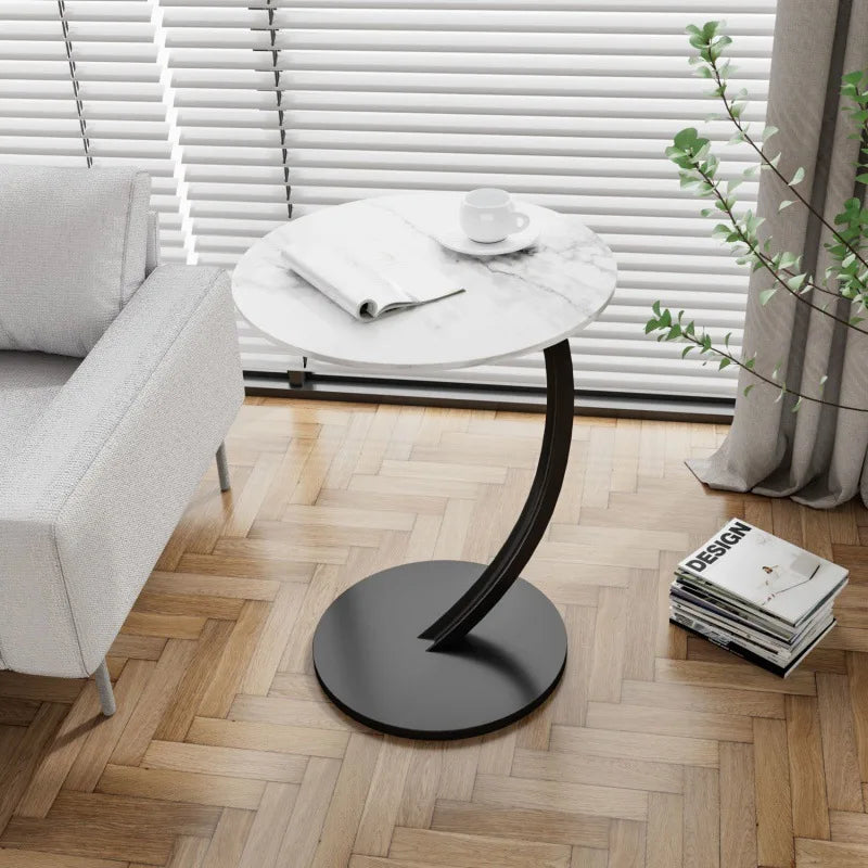 Round Side Table Compact Lightweight Wood and Steel Multifunctional Nightstand-Furniture > Side Tables-casanuva-G-casanuva