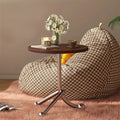 Round Side Table Vintage Wooden Top Metal Legs Timeless Design-Furniture > Side Tables-casanuva-casanuva