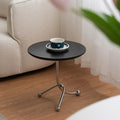 Round Side Table Vintage Wooden Top Metal Legs Timeless Design-Furniture > Side Tables-casanuva-Black-casanuva
