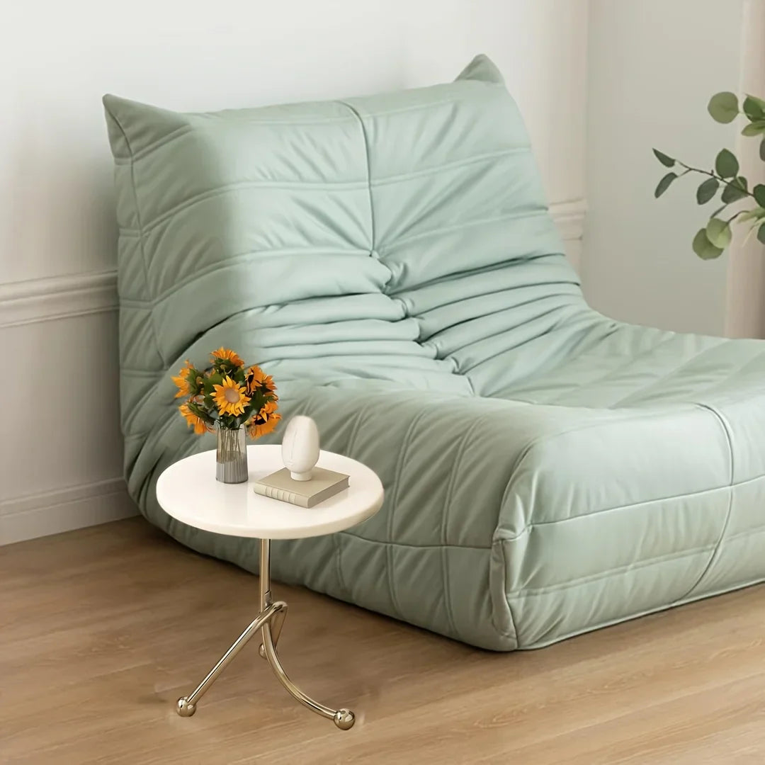 Round Side Table Vintage Wooden Top Metal Legs Timeless Design-Furniture > Side Tables-casanuva-White-casanuva