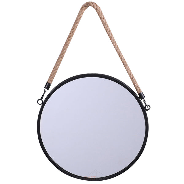 Round Wall Mirror with Rope Hanging 30 cm-Home Decor > Decorative Accessories-casanuva-casanuva