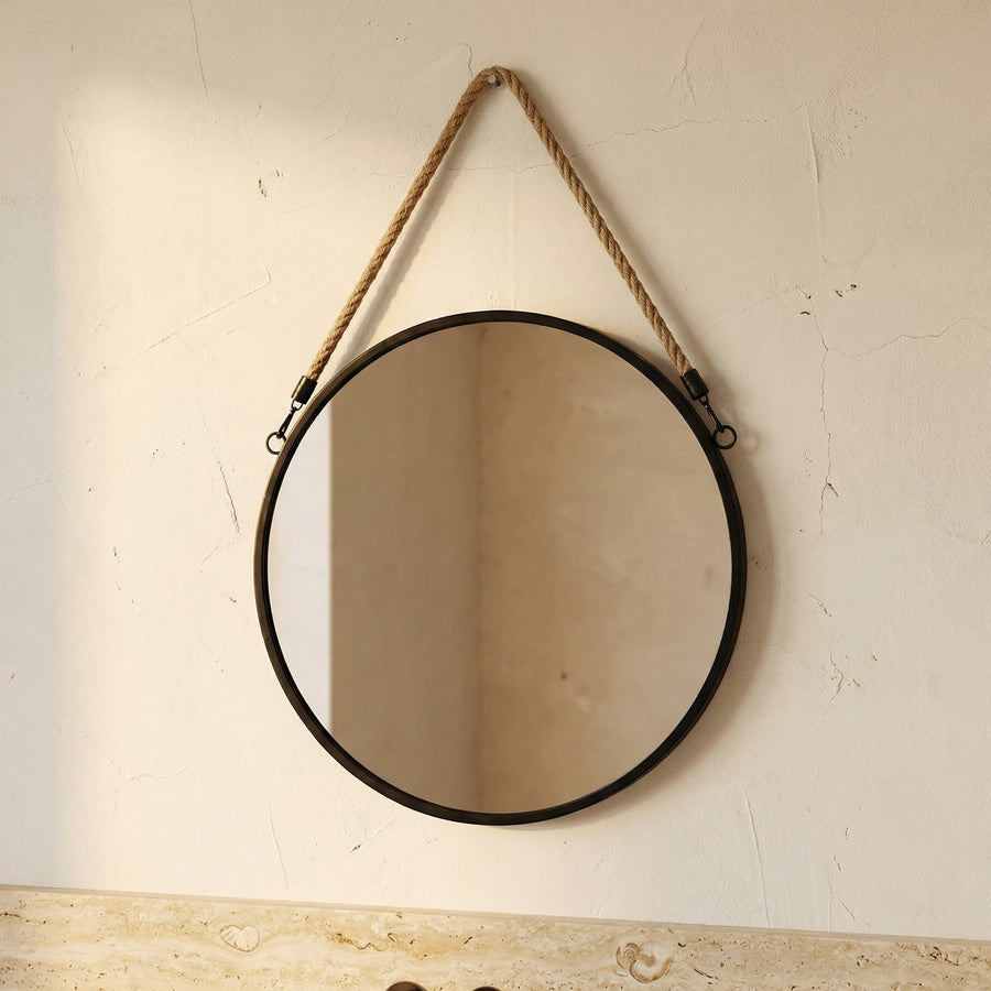 Round Wall Mirror with Rope Hanging 30 cm-Home Decor > Decorative Accessories-casanuva-casanuva