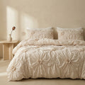 Ruffle Flower Duvet Cover Set Queen Size Cotton Bedding-Bedding & Bath > Bedding Sets-casanuva-casanuva