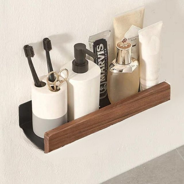 Rustic Bathroom Shelf with Drill-Free Installation-Bedding & Bath > Bathroom Accessories-casanuva-casanuva