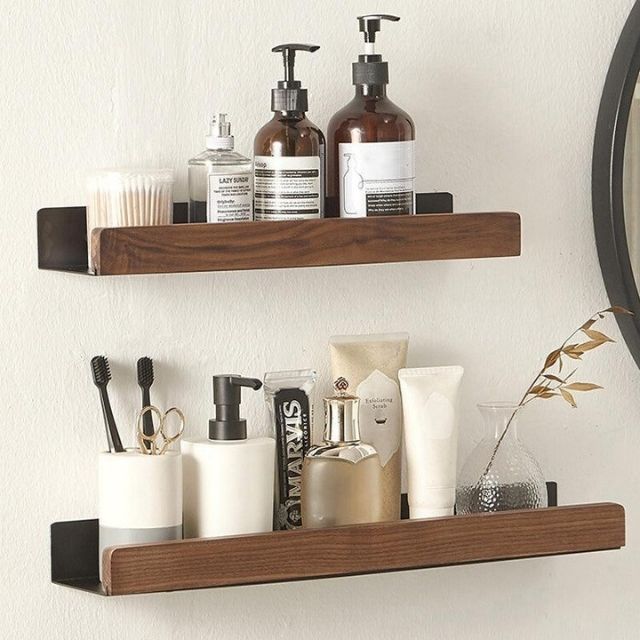 Rustic Bathroom Shelf with Drill-Free Installation-Bedding & Bath > Bathroom Accessories-casanuva-casanuva