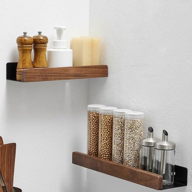 Rustic Bathroom Shelf with Drill-Free Installation-Bedding & Bath > Bathroom Accessories-casanuva-Brown-S (20cm)-casanuva