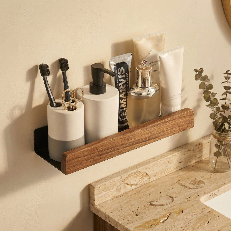 Rustic Bathroom Shelf with Drill-Free Installation-Bedding & Bath > Bathroom Accessories-casanuva-casanuva