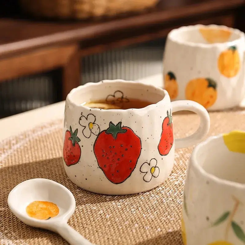 Rustic Ceramic Coffee Mug-Kitchen & Dining > Tableware-casanuva-Strawberry-casanuva