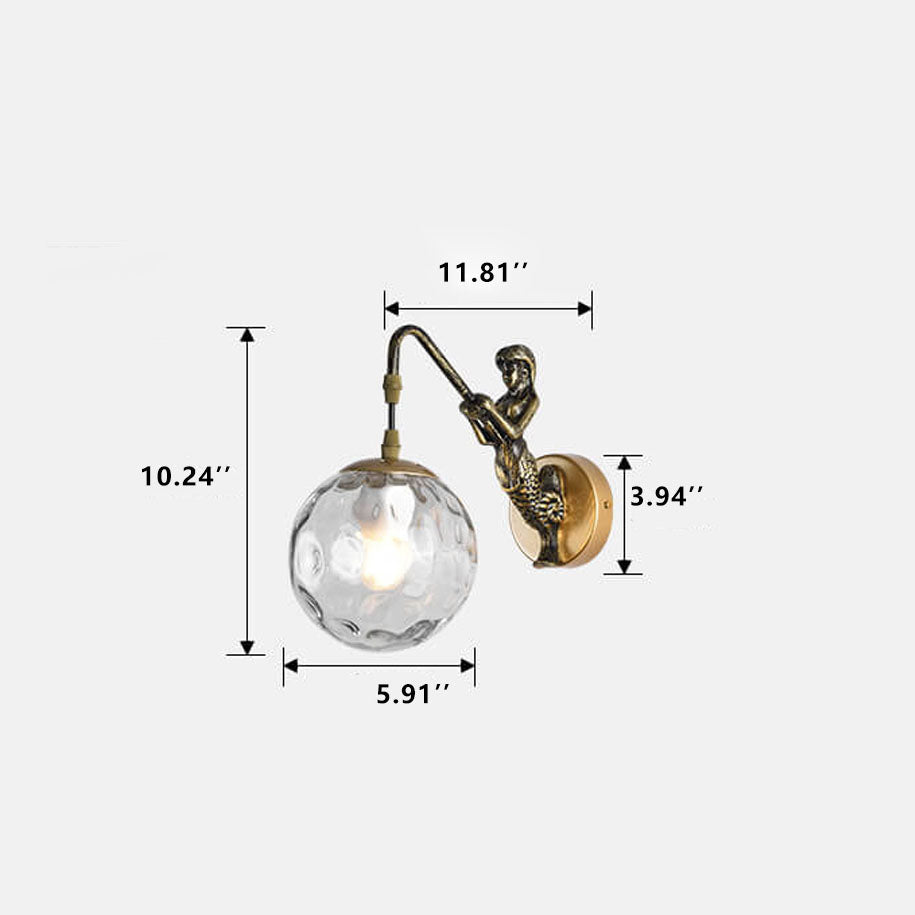 Rustic Mermaid Wall Sconce Lamp 1-Light Vintage Design-Lighting > Wall Lights-casanuva-casanuva