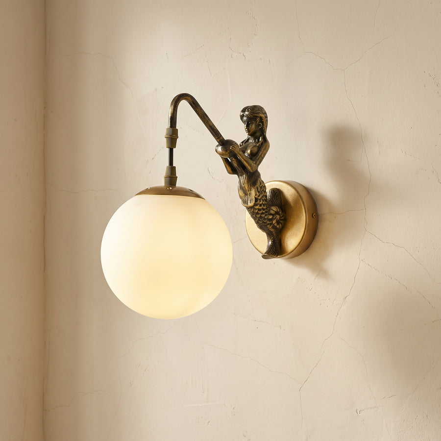 Rustic Mermaid Wall Sconce Lamp 1-Light Vintage Design-Lighting > Wall Lights-casanuva-casanuva