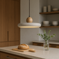 Rustic Travertine Pendant Light with Wood Accent-Lighting > Pendant Lights-casanuva-casanuva