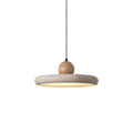 Rustic Travertine Pendant Light with Wood Accent-Lighting > Pendant Lights-casanuva-ø 30cm x H 11cm-casanuva