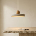 Rustic Travertine Pendant Light with Wood Accent-Lighting > Pendant Lights-casanuva-casanuva