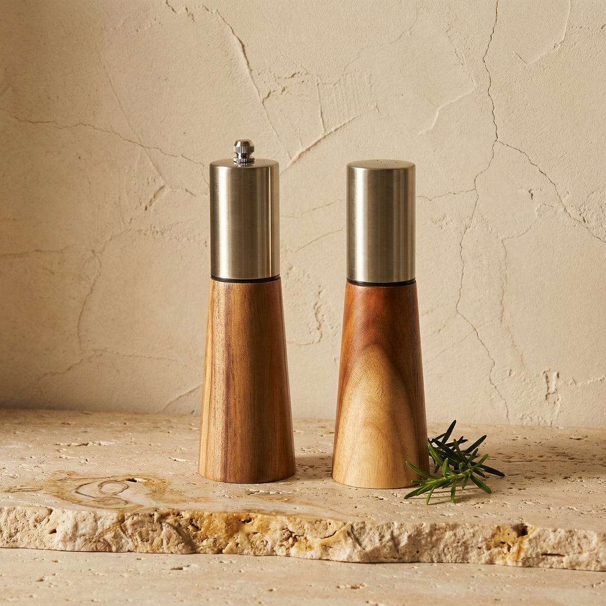 Salt and Pepper Mill Set Natural Wood Classic Design-Kitchen & Dining > Tableware-casanuva-casanuva