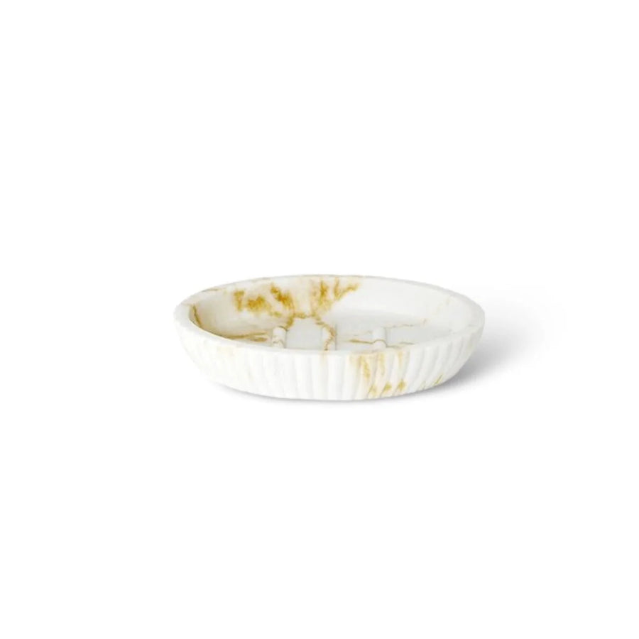 Sandstone Bath Accessory Set Stylish Multipurpose Bathroom Decor-Bedding & Bath > Bathroom Accessories-casanuva-White & Gold Soap Dish-casanuva