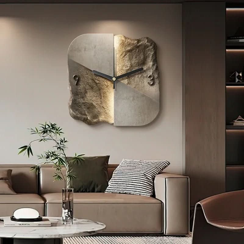 Sandstone Wall Clock with 3D Relief and Silent Quartz Movement-Home Decor > Clocks-casanuva-casanuva