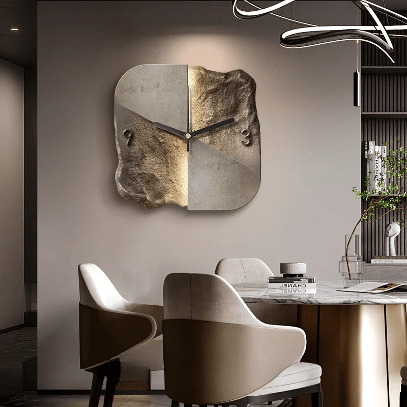 Sandstone Wall Clock with 3D Relief and Silent Quartz Movement-Home Decor > Clocks-casanuva-B-30cm x 30cm-casanuva