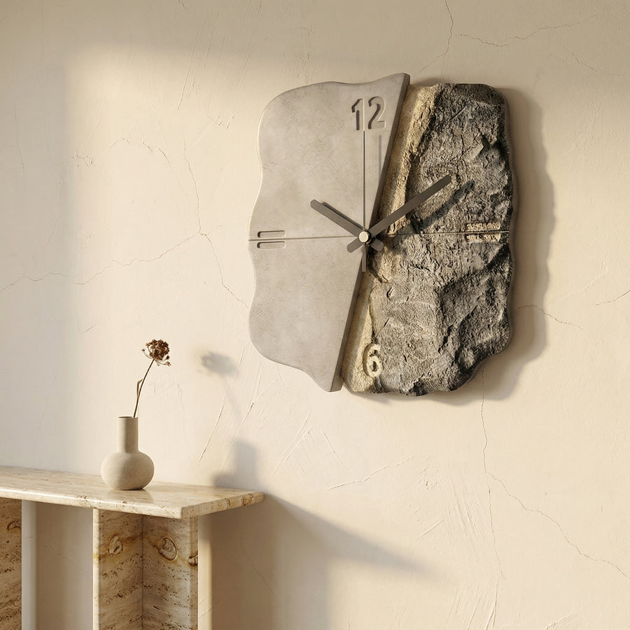 Sandstone Wall Clock with 3D Relief and Silent Quartz Movement-Home Decor > Clocks-casanuva-casanuva