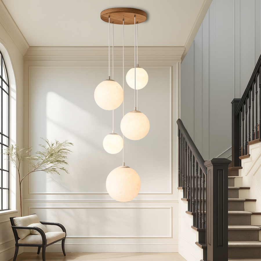 Scandinavian Chandelier Moon Lamp for Staircase Lighting-Lighting > Chandeliers & Pendant Lights-casanuva-3000K Warm White-casanuva
