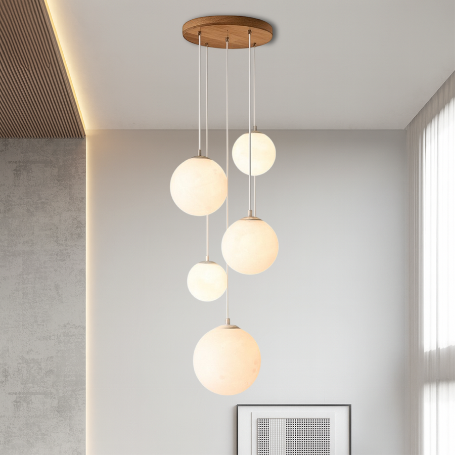 Scandinavian Chandelier Moon Lamp for Staircase Lighting-Lighting > Chandeliers & Pendant Lights-casanuva-6000K Cool White-casanuva