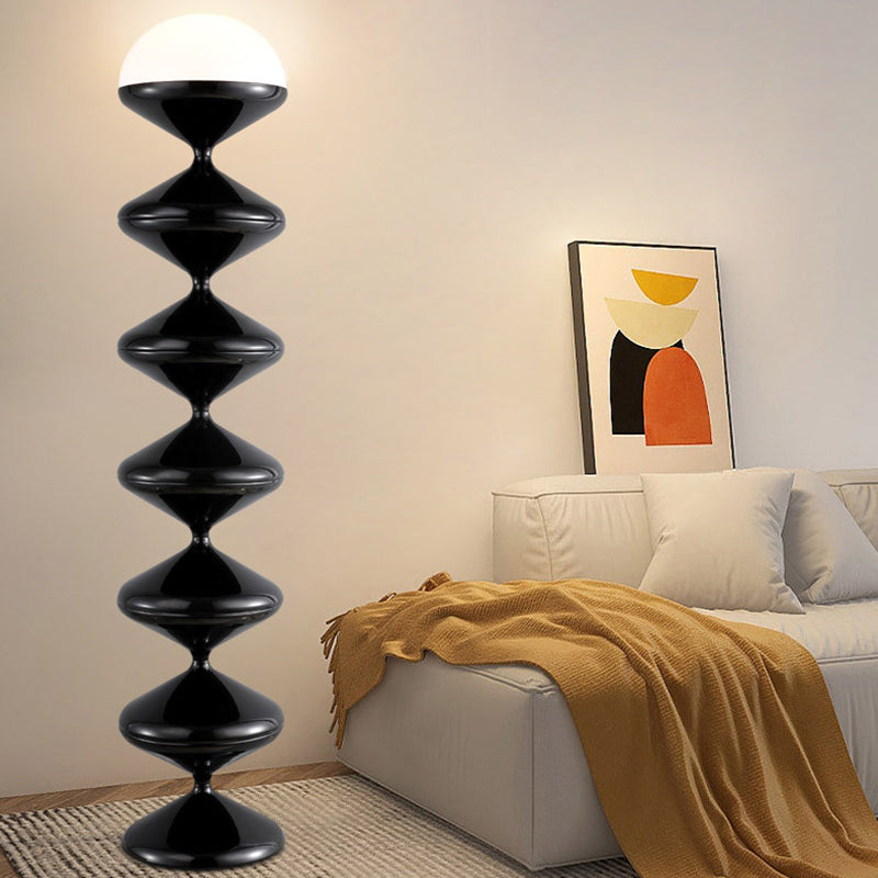 Scandinavian Cream Acrylic Iron Round Floor Lamp 1-Light for Bedroom-Lighting > Floor Lamps-casanuva-casanuva