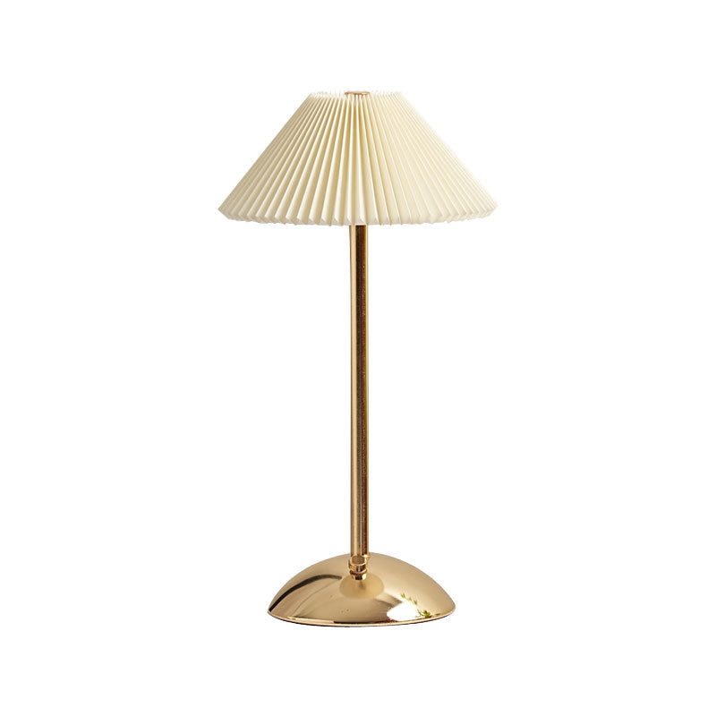 Scandinavian Rechargeable Conic Pleated Table Lamp 1-Light for Bedside-Lighting > Table Lamps-casanuva-casanuva
