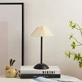 Scandinavian Rechargeable Conic Pleated Table Lamp 1-Light for Bedside-Lighting > Table Lamps-casanuva-Beige / + Black Base-36V-casanuva