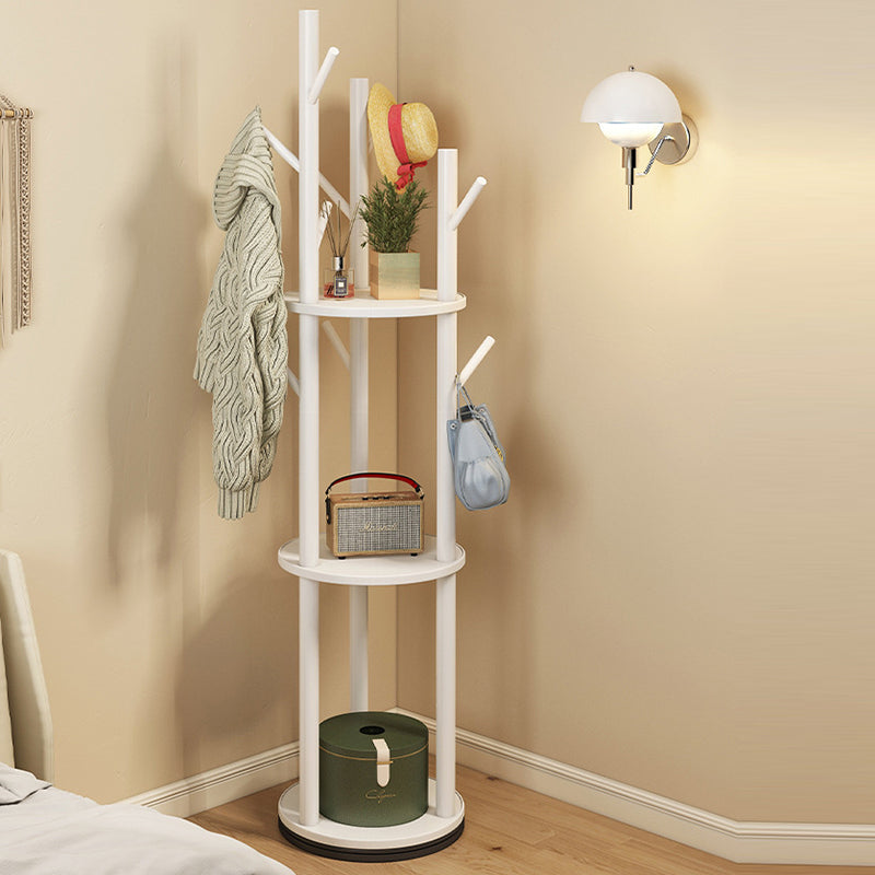 Scandinavian Round Tree-Shaped Solid Pine Wood Swivel Hall Tree for Bedroom and Entryways-Home Decor > Coat Racks-casanuva-casanuva