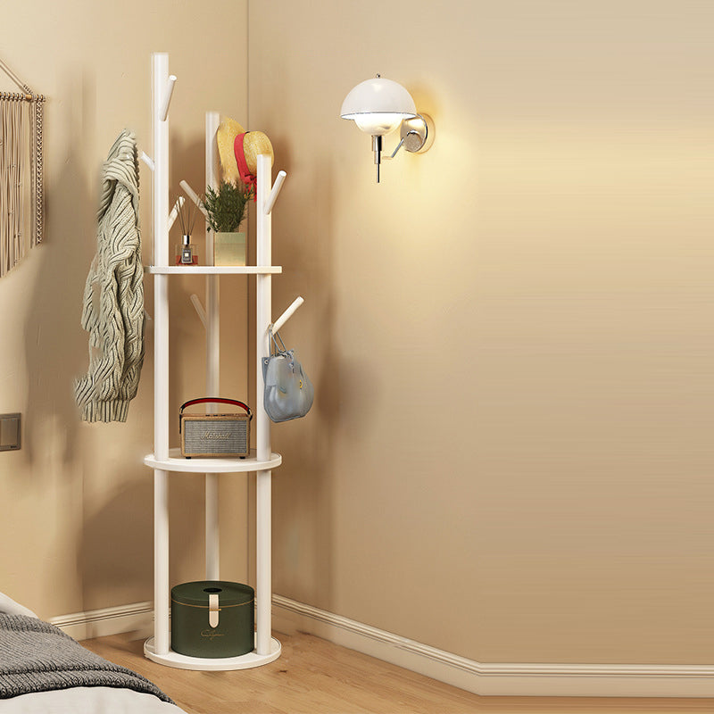 Scandinavian Round Tree-Shaped Solid Pine Wood Swivel Hall Tree for Bedroom and Entryways-Home Decor > Coat Racks-casanuva-Standard Model-White-casanuva