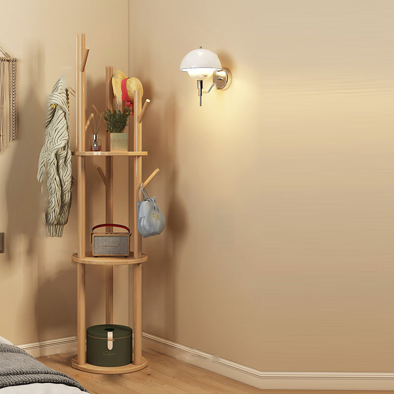 Scandinavian Round Tree-Shaped Solid Pine Wood Swivel Hall Tree for Bedroom and Entryways-Home Decor > Coat Racks-casanuva-Standard Model-Wood Color-casanuva
