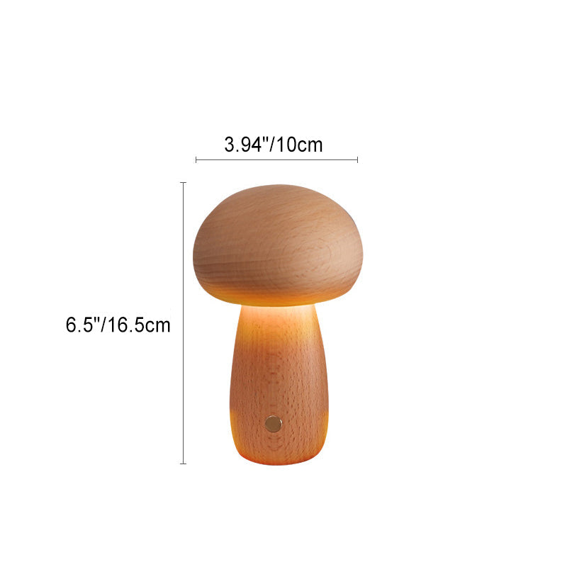 Scandinavian Solid Wood Mushroom LED Table Lamp Rechargeable Night Light-Lighting > Ambient Lighting-casanuva-casanuva