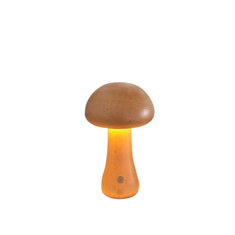 Scandinavian Solid Wood Mushroom LED Table Lamp Rechargeable Night Light-Lighting > Ambient Lighting-casanuva-casanuva
