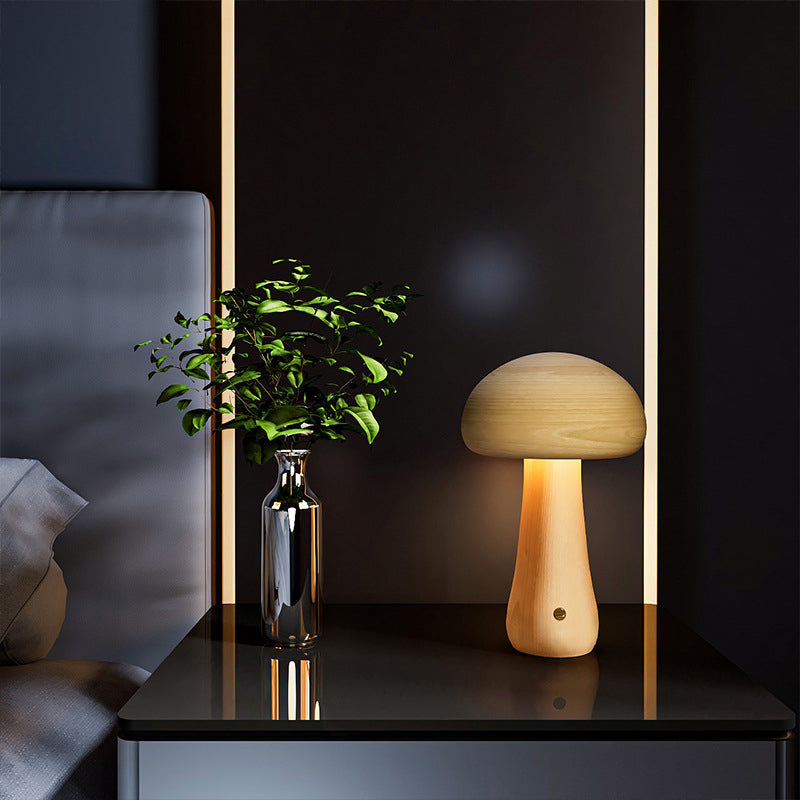 Scandinavian Solid Wood Mushroom LED Table Lamp Rechargeable Night Light-Lighting > Ambient Lighting-casanuva-casanuva