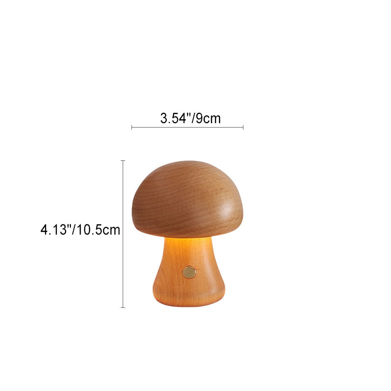 Scandinavian Solid Wood Mushroom LED Table Lamp Rechargeable Night Light-Lighting > Ambient Lighting-casanuva-casanuva