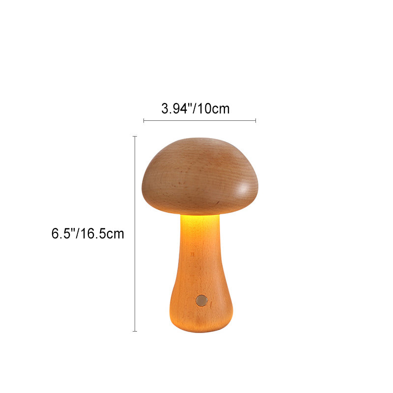 Scandinavian Solid Wood Mushroom LED Table Lamp Rechargeable Night Light-Lighting > Ambient Lighting-casanuva-casanuva