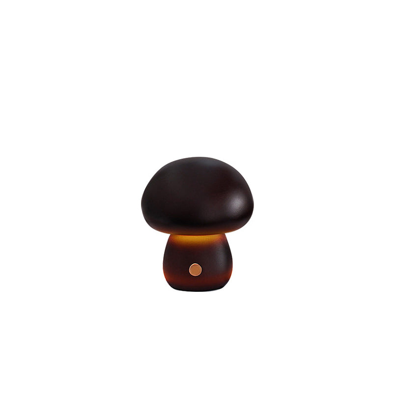 Scandinavian Solid Wood Mushroom LED Table Lamp Rechargeable Night Light-Lighting > Ambient Lighting-casanuva-D - Small-Warm Light(3000K)-Walnut Color - 5V-casanuva