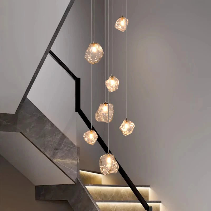 Scandinavian Villa Stair Chandelier Light Fixture-Lighting > Chandeliers & Pendant Lights-casanuva-40x200cm-Transparent-Warm white 3000K-casanuva
