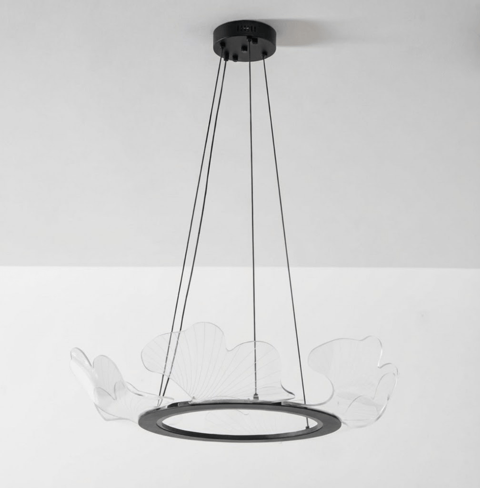 Sea Glass Chandelier-Lighting > Chandeliers & Pendant Lights-casanuva-68cmx20cm-Black & Clear-Warm Light-casanuva