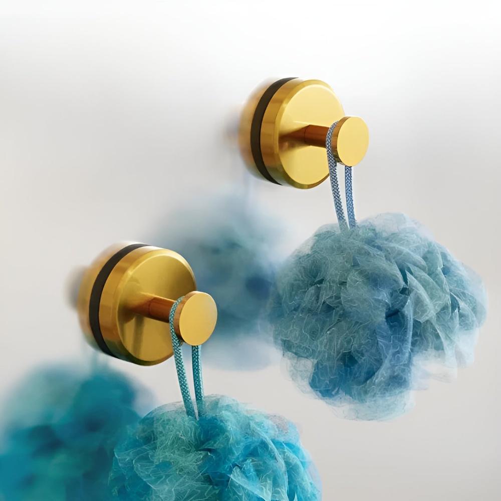 Self-Adhesive Shower Hooks for Smart Storage and Organization-Bedding & Bath > Bathroom Accessories-casanuva-Gold-2 Pieces-casanuva